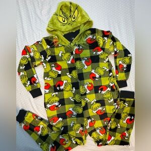 The Grinch Plaid Ugly Chritsmas Pajama Onesie